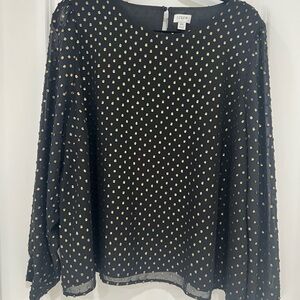 J. Crew Black Blouse with Gold Dots